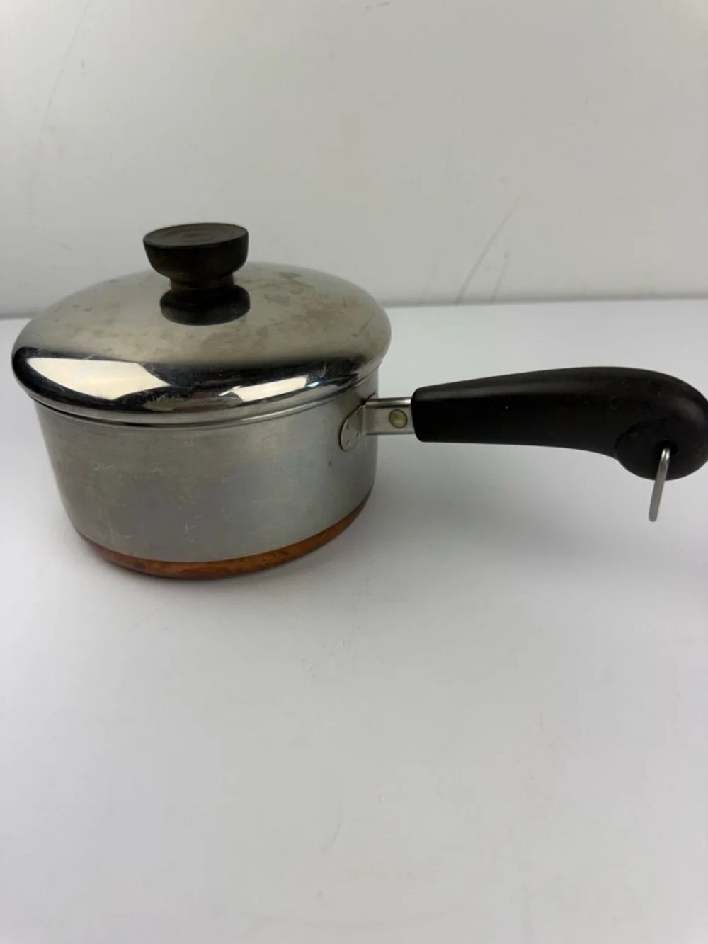 1801 Revere Ware 1 1/2 Qt Copper Bottom Pan Pot w/Lid Clinton IL USA Stainless